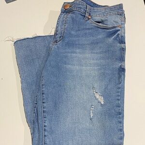 See Thru Soul Straight Leg Light Blue Distressed Jeans